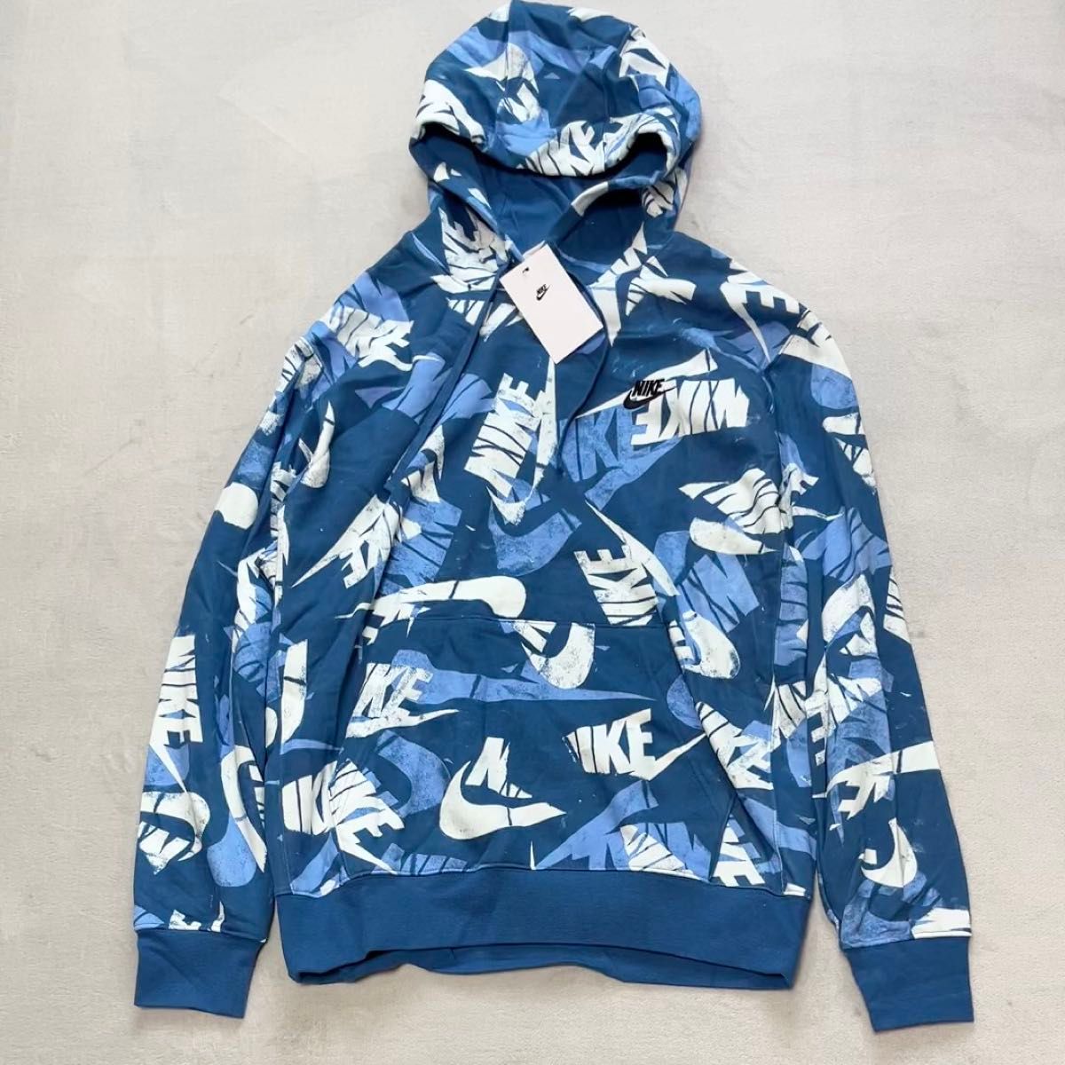 NIKE ナイキ パーカー スウェットパーカー プルオーバー フーディー 総柄 クラブ フリース 裏起毛 新品 XL