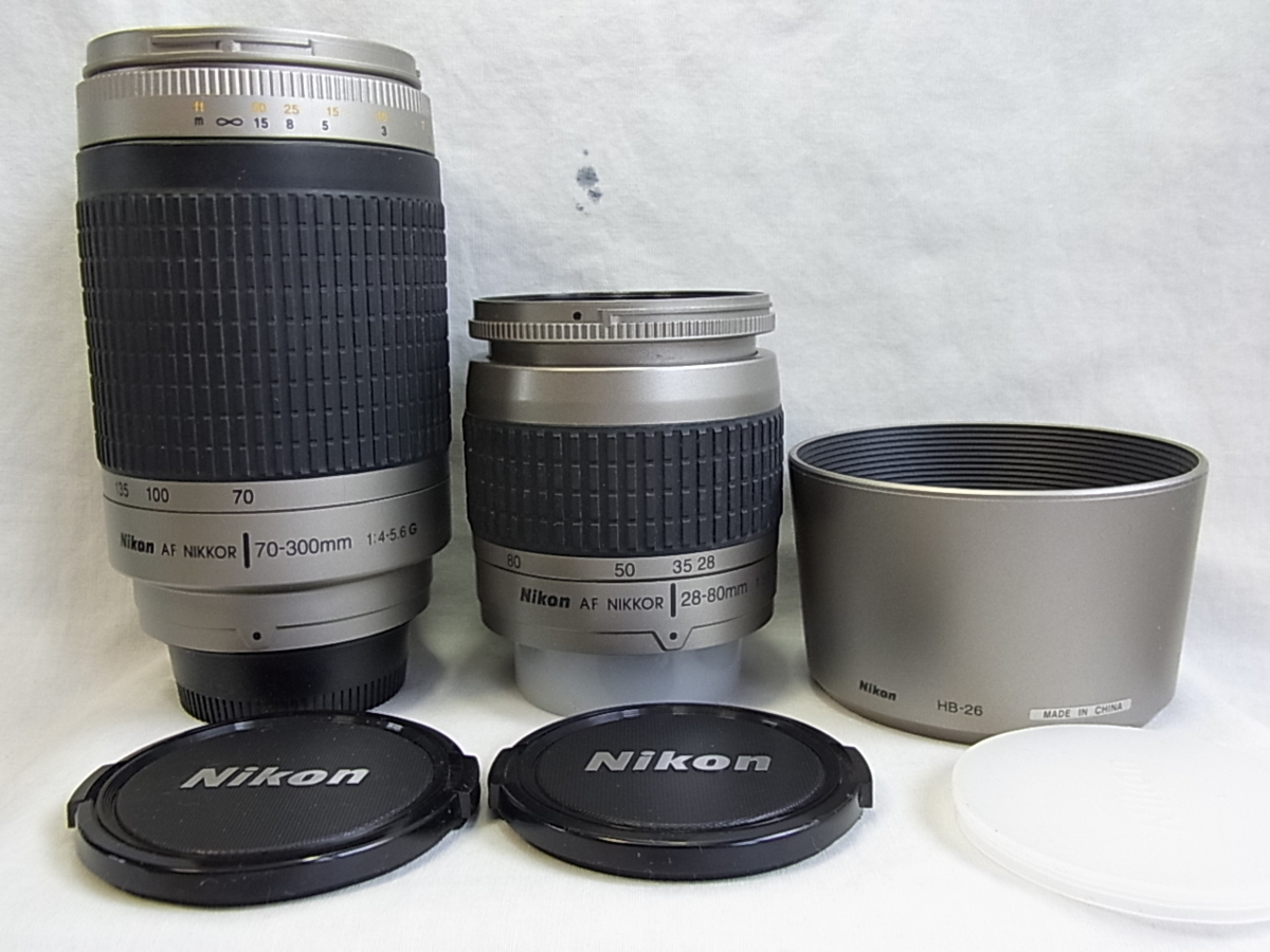 Ikousニコン　JP（ユ－エス）ボデ－【◆電池新品で各動作確認：附属品：レンズAF　Zoomｒ　Nikkoｒｆ70－300mm　ｆ/4-5．6G　28-80mm2本_レンズAF　Zoomｒ　Nikkoｒｆ70－300mm