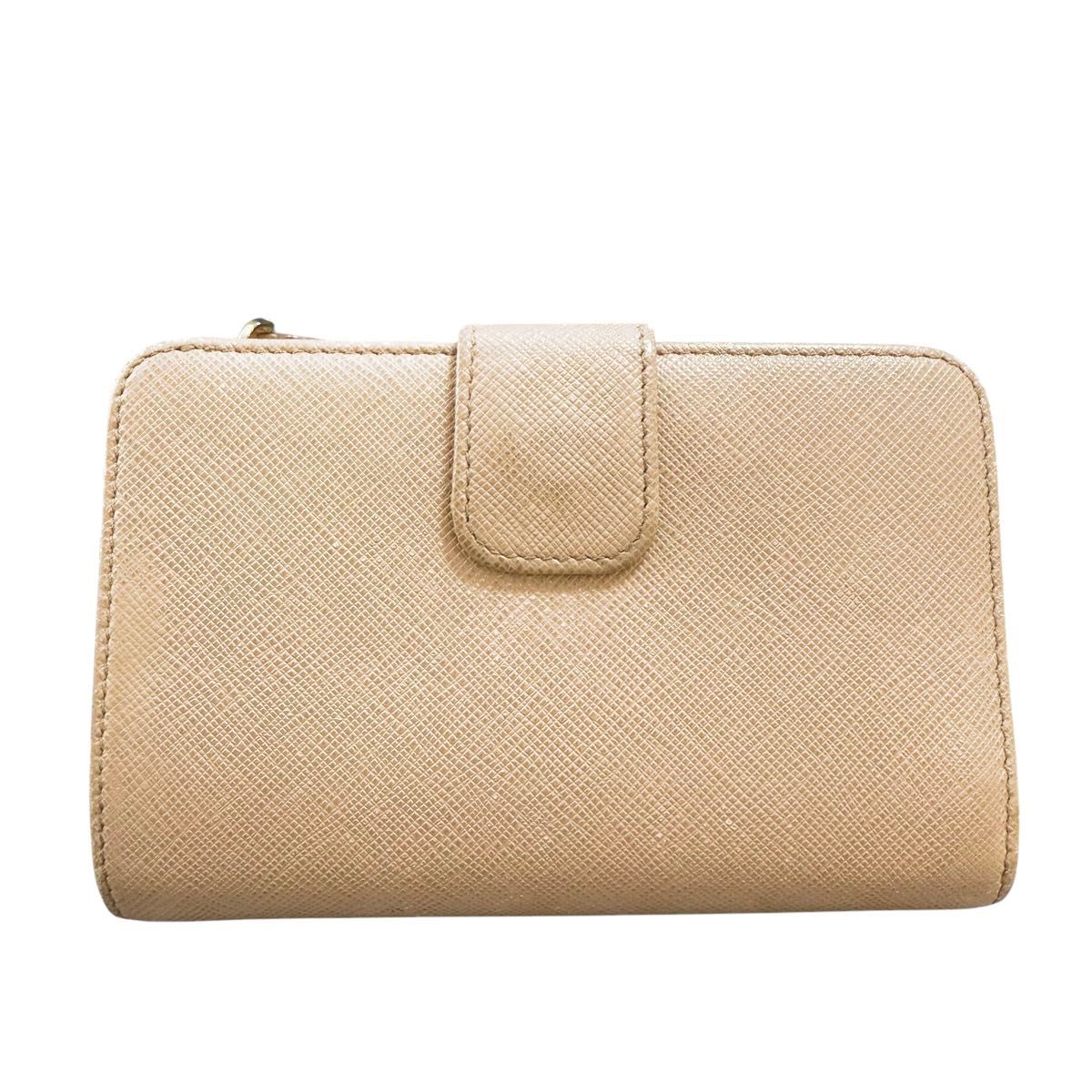 PRADA プラダ 二つ折り財布 ピンクベージュ サイファーノ 本革 PRADA プラダ 二つ折り財布 ピンクベージュ サイファーノ 本革