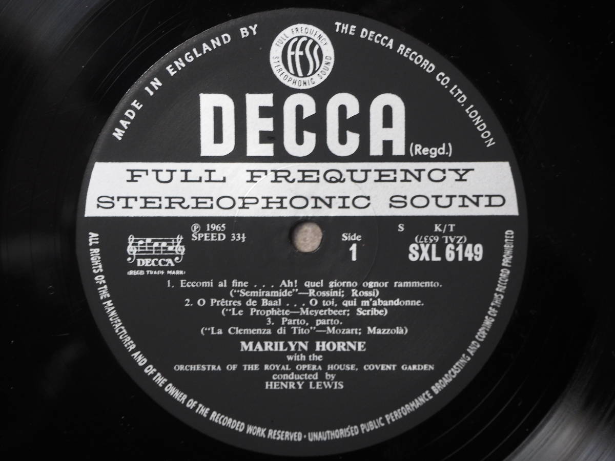 英Decca SXL6149◎マリリン・ホーン:リサイタル/コヴェント・ガーデン王立歌劇場管弦楽団/ヘンリー・ルイス_画像3