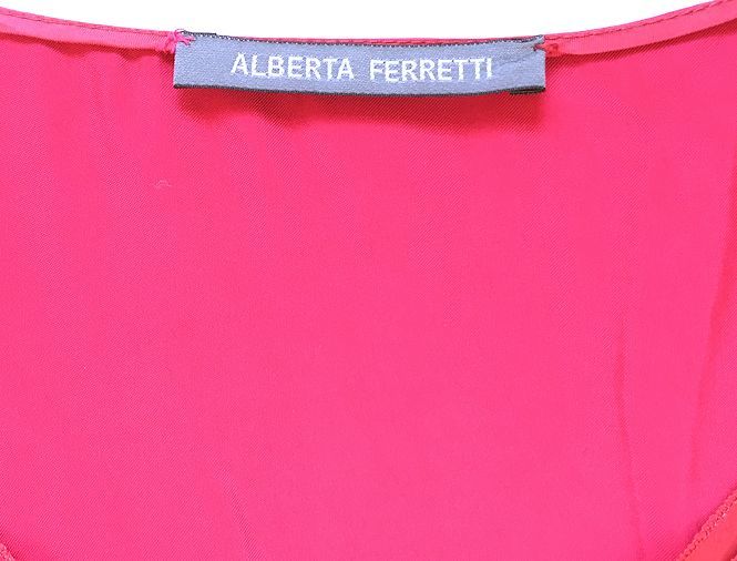 ALBERTA FERRETTI Alberta * Ferretti * silk * frill * dress * One-piece * red *M~L size 