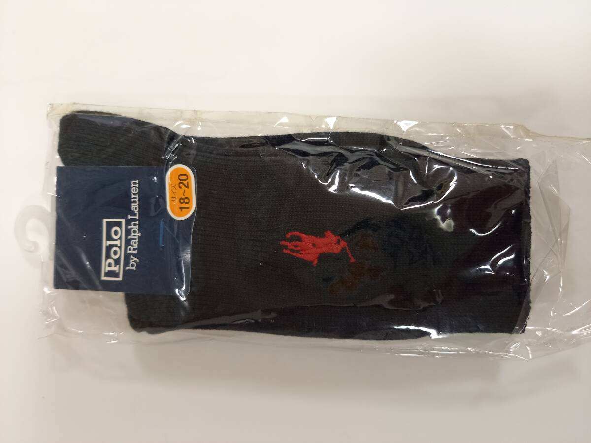  new goods price . tag attaching Ralph Lauren Kids 18-20cm 1,100 jpy one Point school socks medium height NAIGAI POLO RALPH LAUREN black 