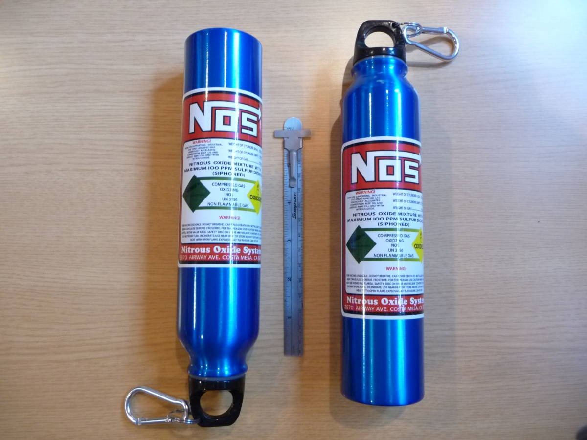 NOS タンク ニトロ ノス スリム ドリンク 水筒 青 ボトル ボンベ 1本 スナップオン 限定 ダミー カスタム可能 カラビナ フェーク ワイスピ NOS タンク ニトロ ノス スリム ドリンク 水筒 青 ボトル ボンベ