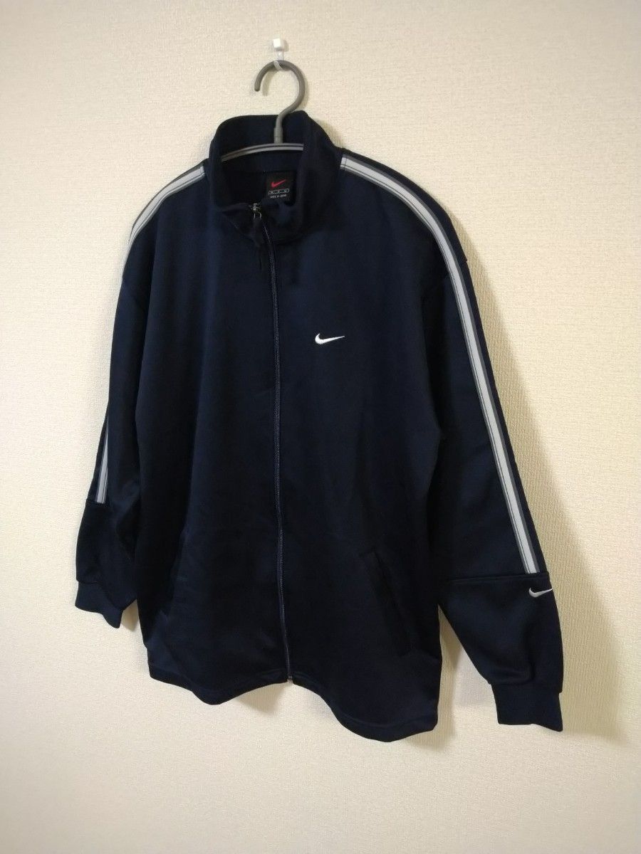 黒タグ 日本製 90sナイキ NIKE トラックジャケット ネイビー系色 黒タグ 日本製 90sナイキ NIKE トラックジャケット ネイビー系色