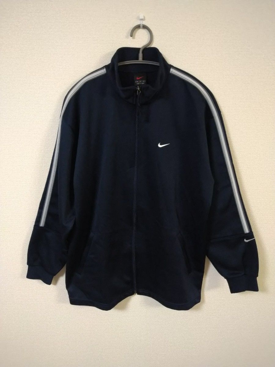 黒タグ 日本製 90sナイキ NIKE トラックジャケット ネイビー系色 黒タグ 日本製 90sナイキ NIKE トラックジャケット ネイビー系色