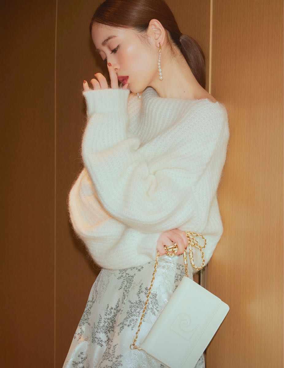 FRAY I.D フレイアイディー モヘヤ混クロップドニット ホワイト 美品