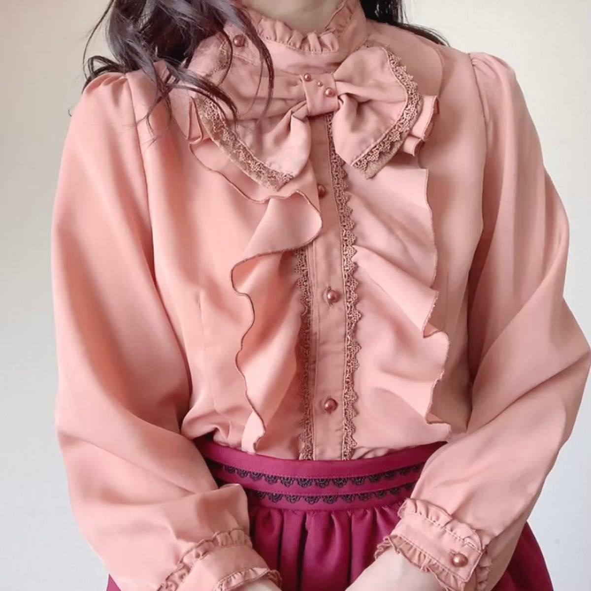 アクシーズファム ビッグリボン フリルブラウス 美品