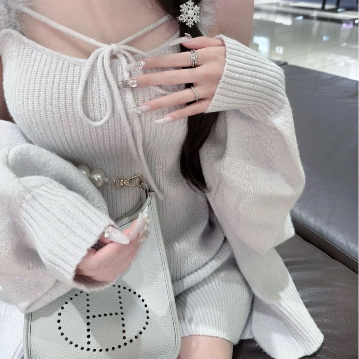 Lumignon original feather ribbon op + cardigan【ブルー Lumignon original feather ribbon op + cardigan【ブルー