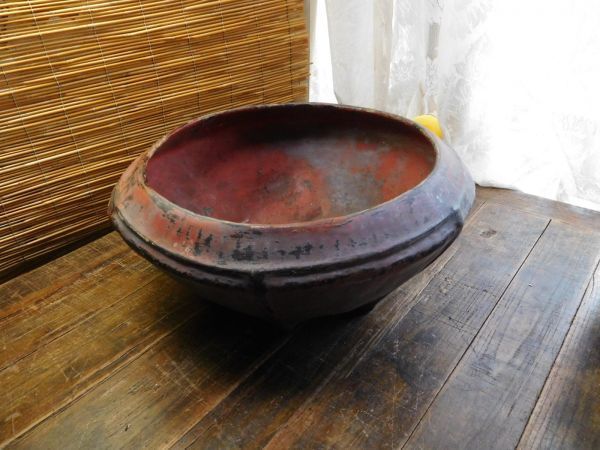 ミャンマー　ビルマ工芸 皿　籃胎漆器他no.1017-04 25xh16cm 皿鉢　古いものラッカー　バガン