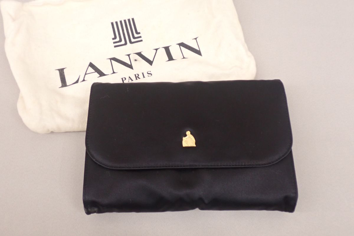 ▽70 バッグ04 LANVIN ランバン チェーン ショルダーバッグ▽黒/ミニバッグ/ポシェット/消費税0円
