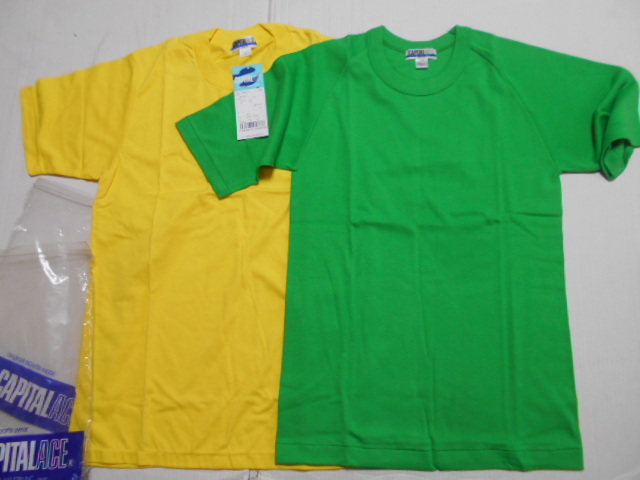 2枚　M 　緑と黄　　capital ace　 キャピタル　半袖　Tシャツ　体操着　体操服　　昭和レトロ　未使用_画像1