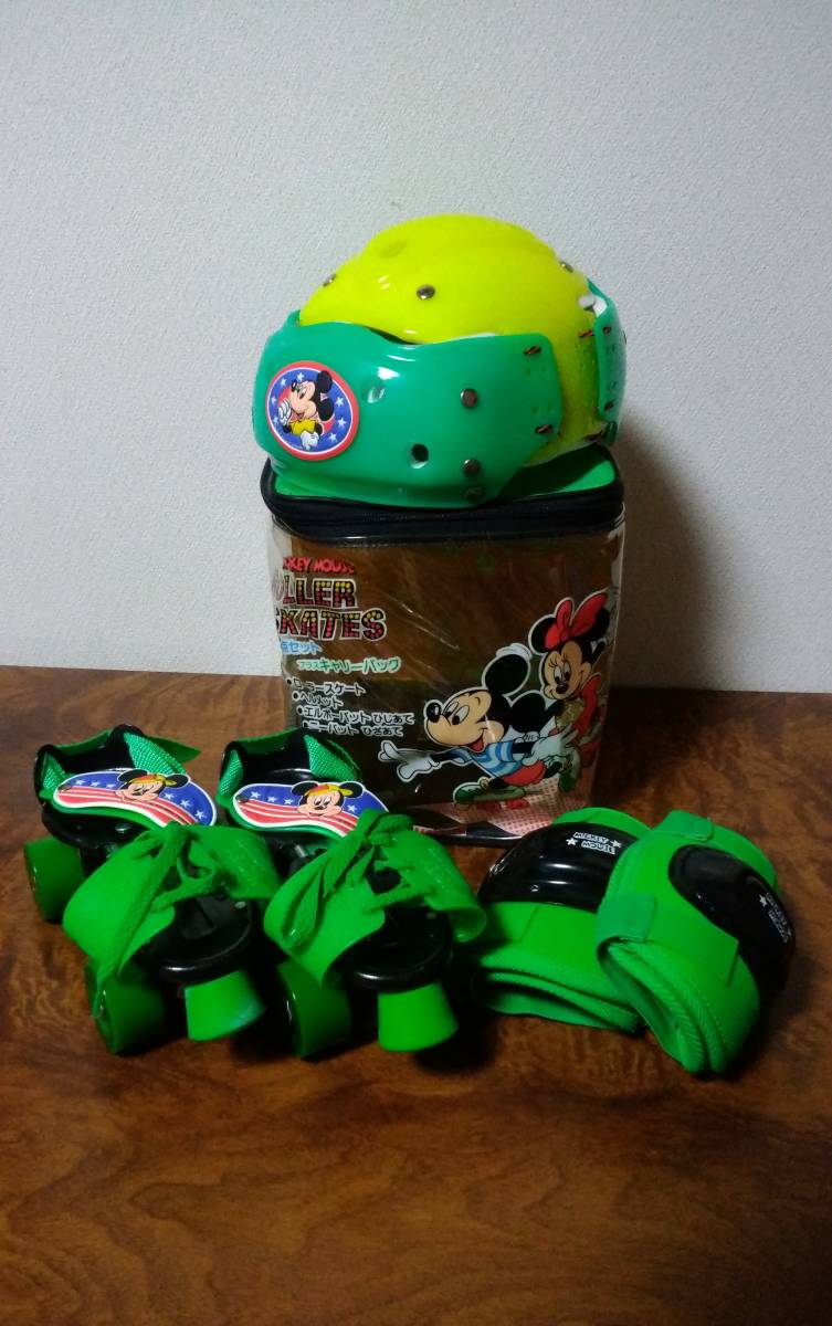 希少 昭和レトロ 遊具 コレクション お子さま用 ミッキーマウス ローラースケート 4点セット+キャリーバッグ 18～26cm フリーサイズ