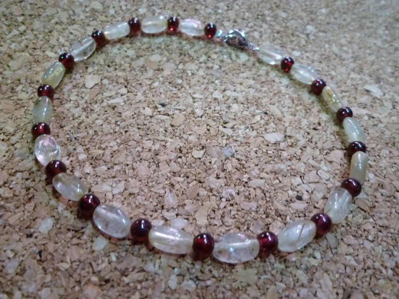  Gold rutile quartz flat type garnet anklet 