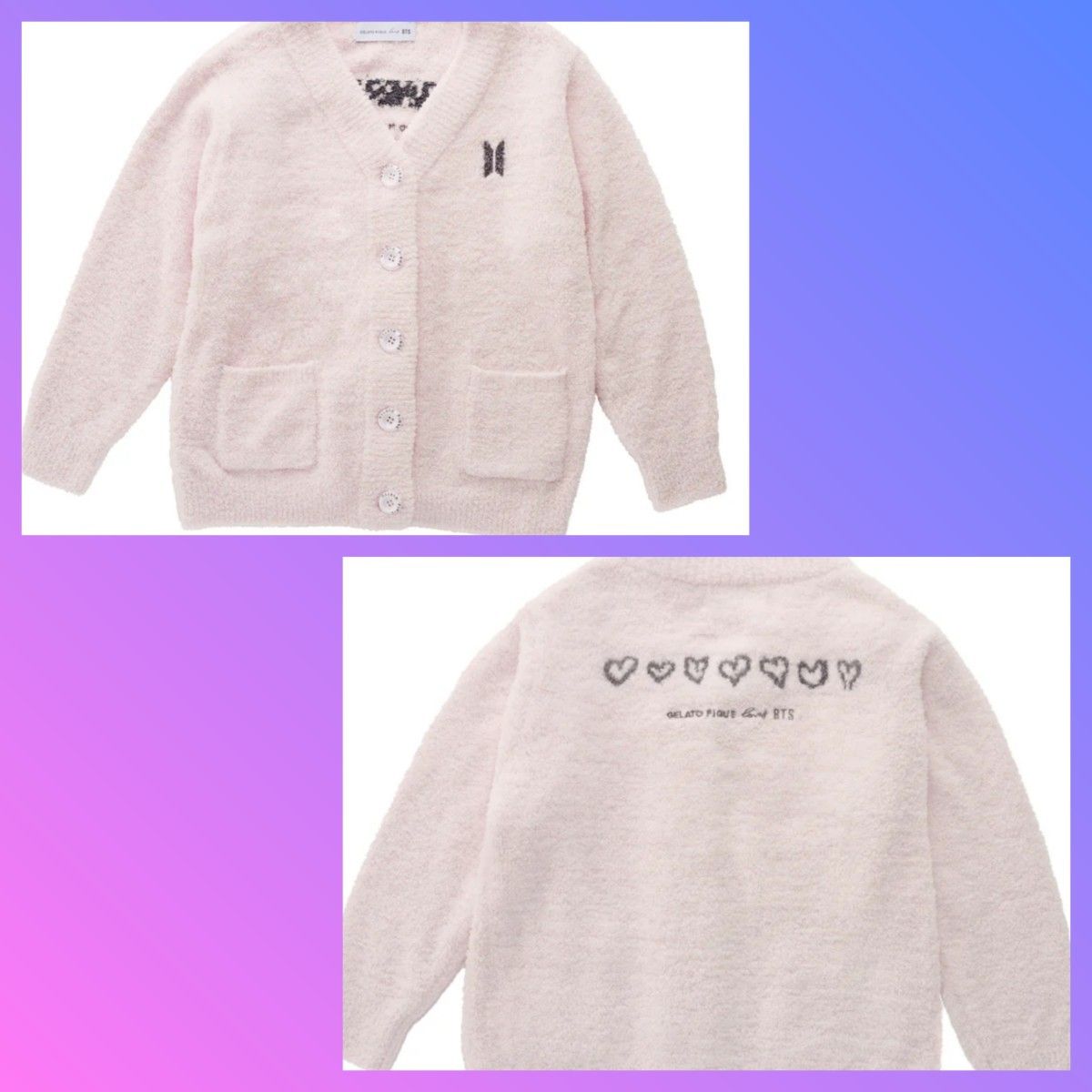 BTS GELATO PIQUE loves BTS ジェラピケ カーディガン【PINK/M BTS GELATO PIQUE loves BTS ジェラピケ カーディガン【PINK/M