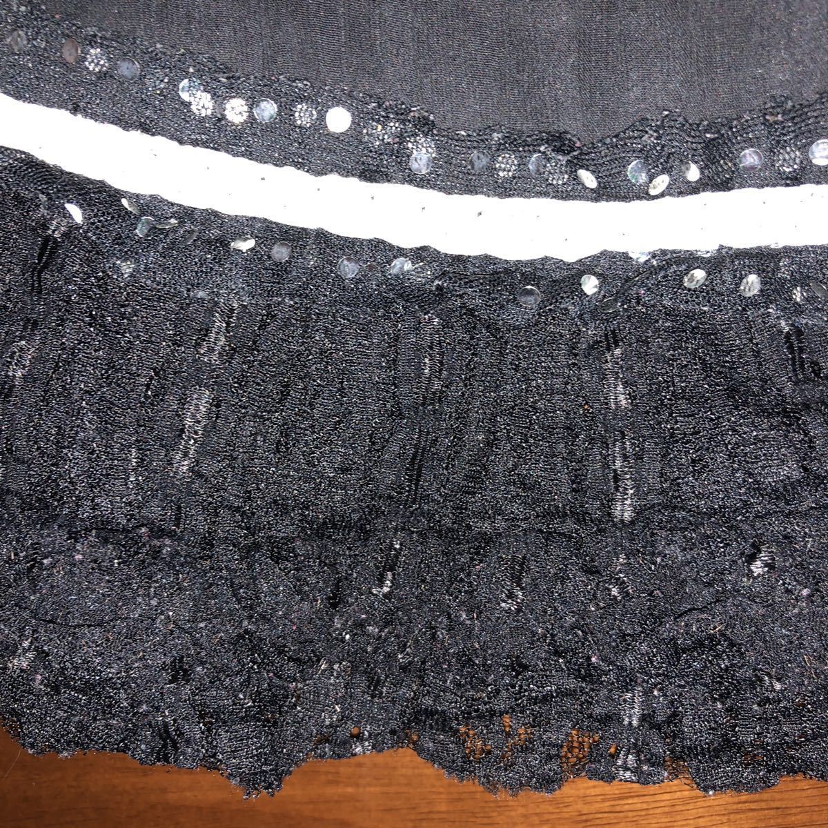  Boo Foo Woo [b- Home z|BOOHOMES] race attaching skirt size S(100~110.) black spangled used 