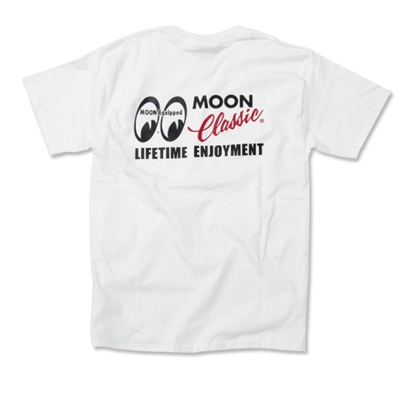 XLサイズ MOONEYES MOON Classic Logo ポケット Tシャツ ムーンアイズ ホワイト ポケット付き クラシック 車 バイク がお好きな方にぜひ