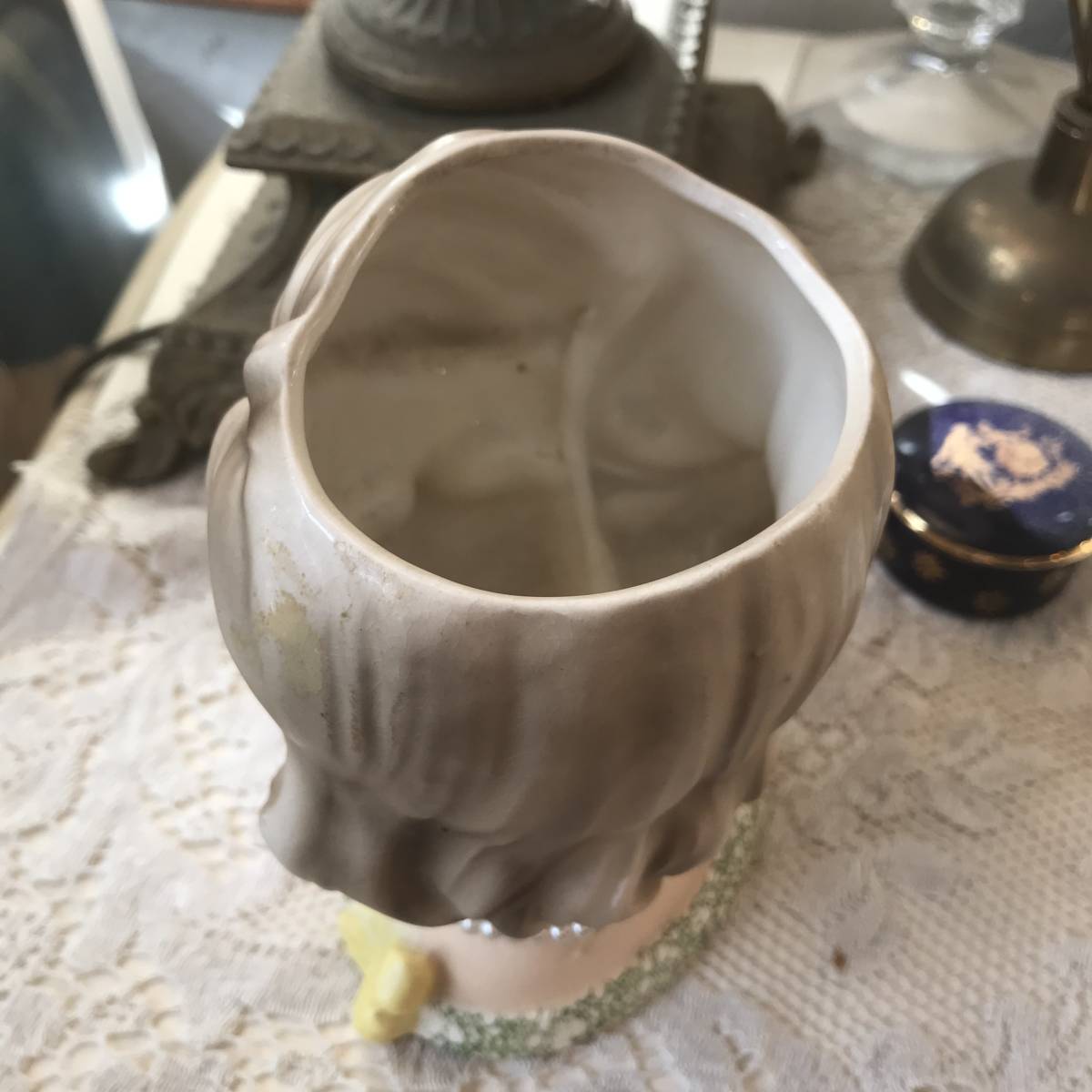 希少品! 50's貴婦人の花瓶 陶器女性アメリカアンティークJapan輸出品