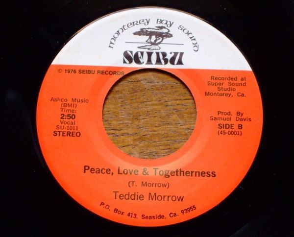 Sweet Soul 45 ★★ TEDDIE MORROW - WHAT'S YOUR SIGN / PEACE LOVE & TOGETHERNESS（SEIBU）★★ スウィート ソウル 7” シングル盤_画像2