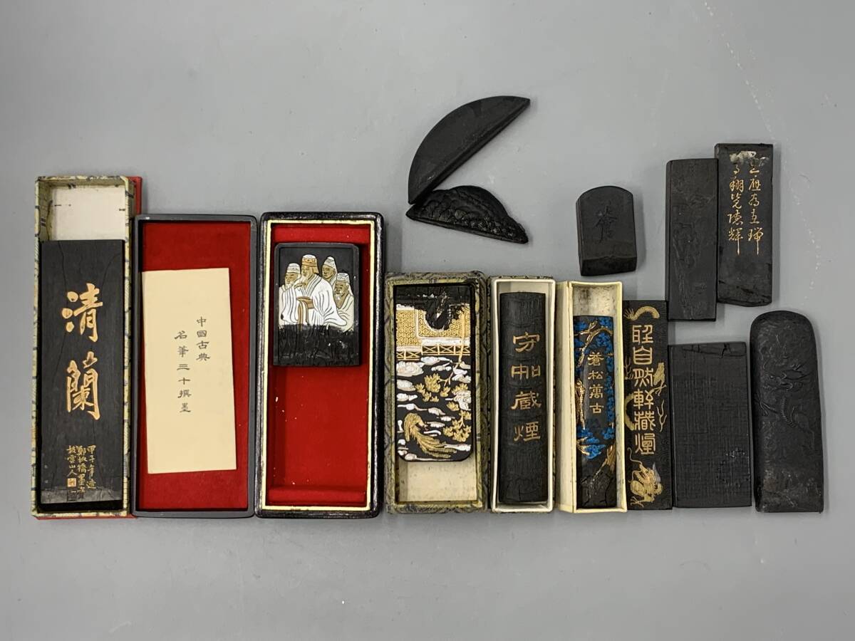 書道具 中国古墨 長城風光 超漆煙 中国徽墨 4本セット248g Yahoo!オークション - 11#B/6060 古墨 清蘭 徽歙四寶堂精製 老