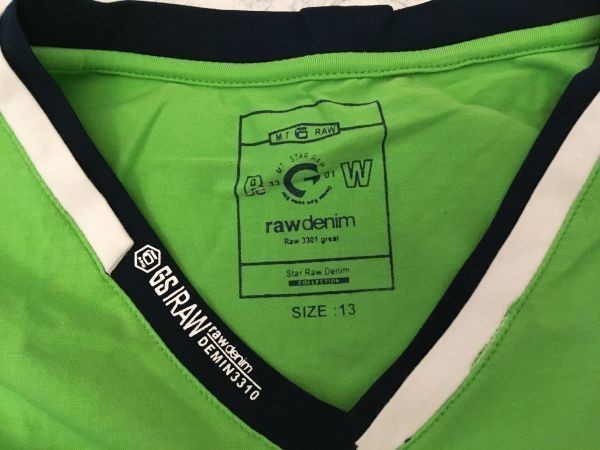 YS-1714 同梱可 GSIRAW RAW denim DEMIN3310 Tシャツ 13サイズ 黄緑色 KW：スポーツ ランニング アディダス ナイキ スポーツ系の画像7