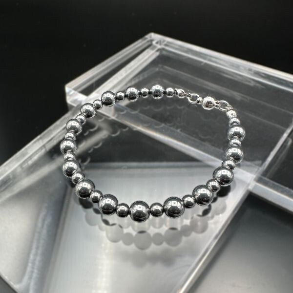 Vari テラヘルツ　6ｍｍ/4ｍｍ丸玉　ブレスレット　マグネットクラスプ仕様　内径16ｃｍ