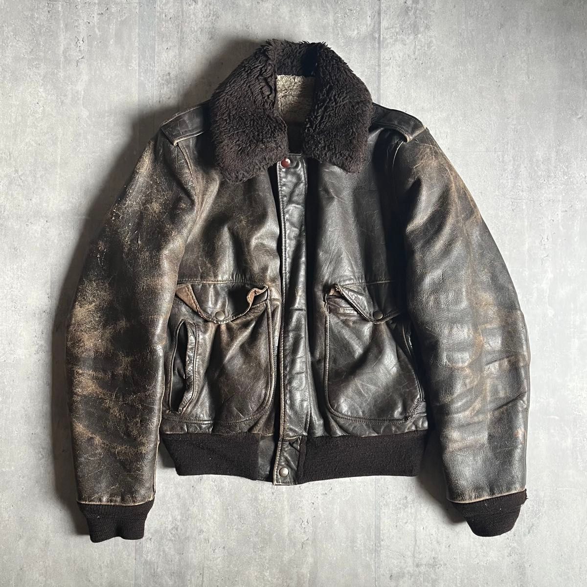 70s schott】希少 G-1 フライトジャケット ハーレー 短丈 襟ボア 70s schott】希少 G-1 フライトジャケット ハーレー 短丈 襟ボア