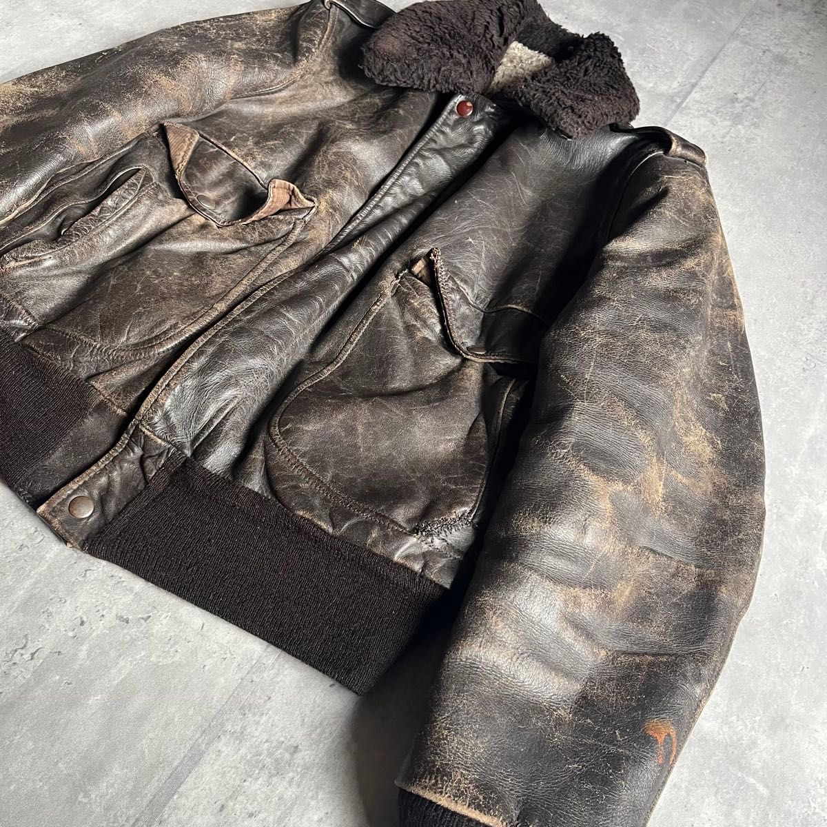 70s schott】希少 G-1 フライトジャケット ハーレー 短丈 襟ボア 70s schott】希少 G-1 フライトジャケット ハーレー 短丈 襟ボア