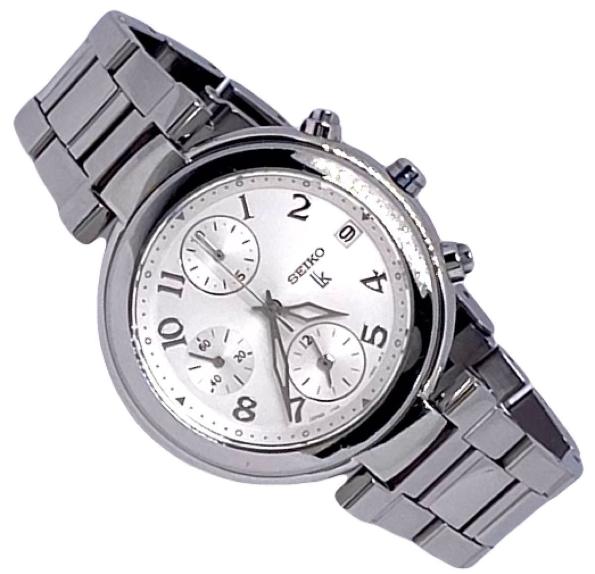 未使用 SEIKO LUKIA クォーツ 電池交換済 純正ブレス 日本製 腕時計 SEIKO セイコー LUKIA ルキア クロノグラフ 電池新品 ホワイト