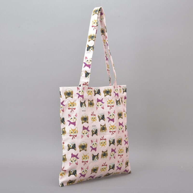 綺麗☆ GUCCI グッチ 猫柄 トートバッグ コットン ピンク 限定品 綺麗☆ GUCCI グッチ 猫柄 トートバッグ コットン ピンク 限定品