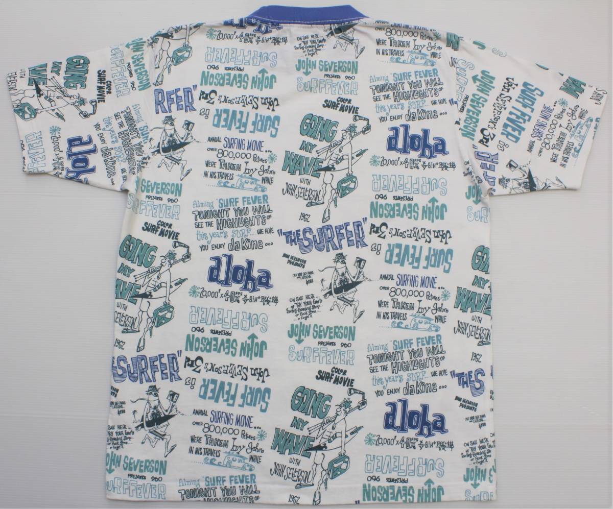 YTS55東洋SジョンセバーソンSURF FEVER総柄ALOHAリンガー 半袖TシャツUSA製SUN SURFサンサーフJohn Severson_画像3