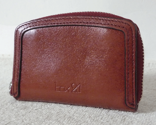 良品　ボックス21　box21　レザー　コーラル系　小銭入れ　コインケース_画像1