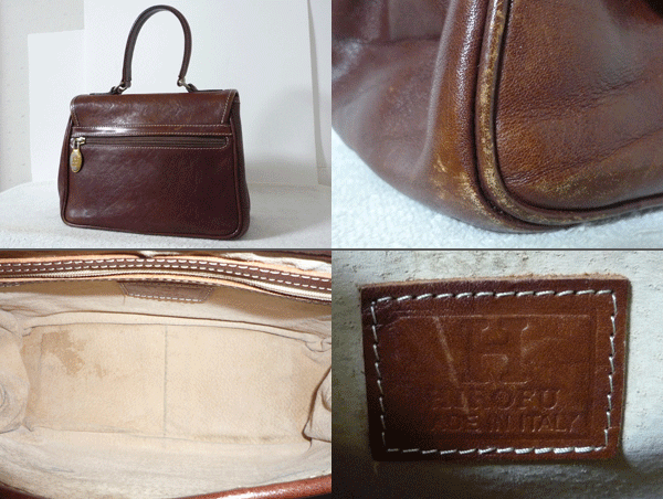  Hirofu HIROFU leather dark brown series handbag lady's 