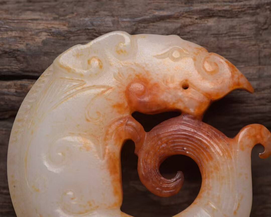 古玉石 ・旧藏 清代 和田玉古龍珮 中国古美術品 古時代物