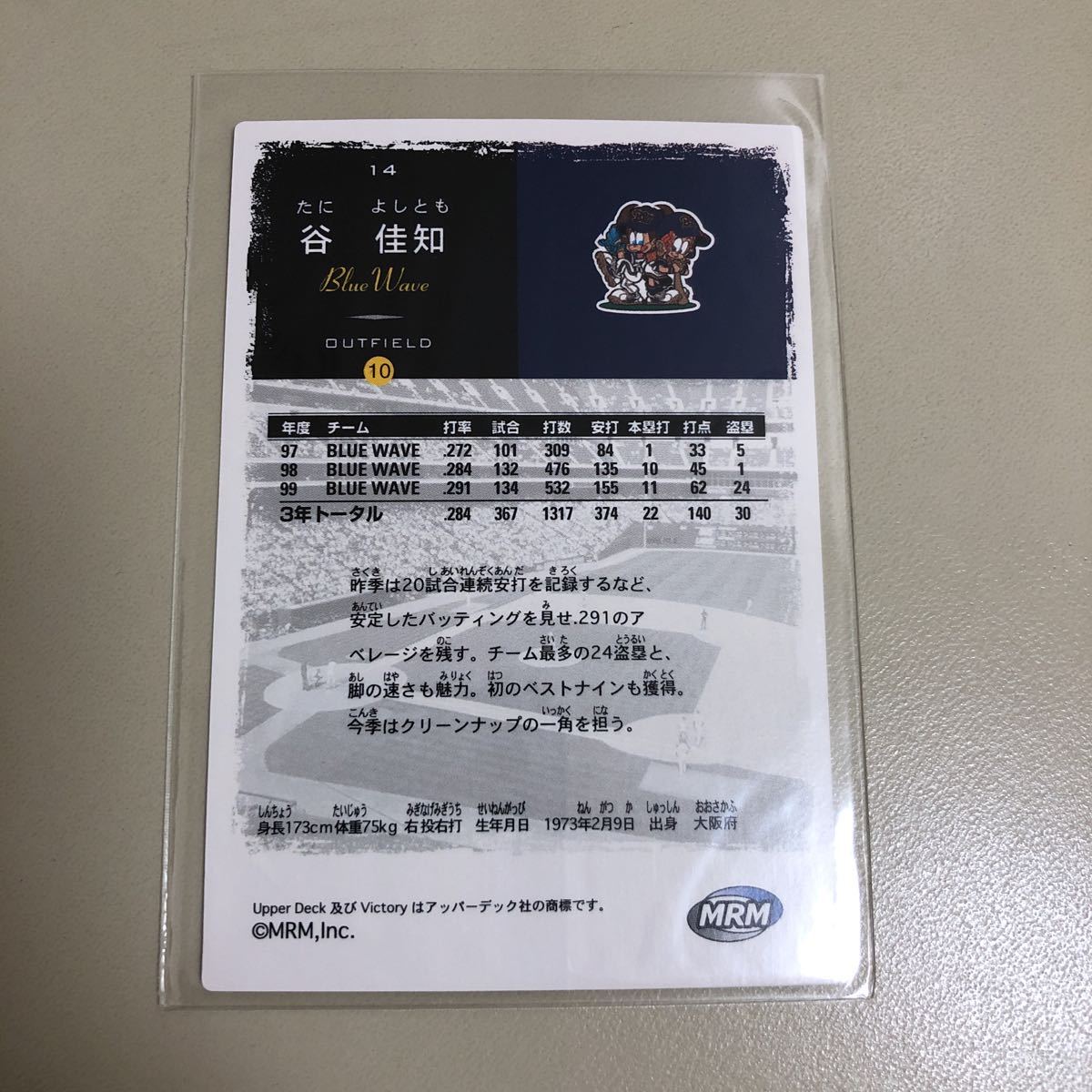 Upper Deck Victory 14 谷佳知(オリックス)レギュラーカード_画像2