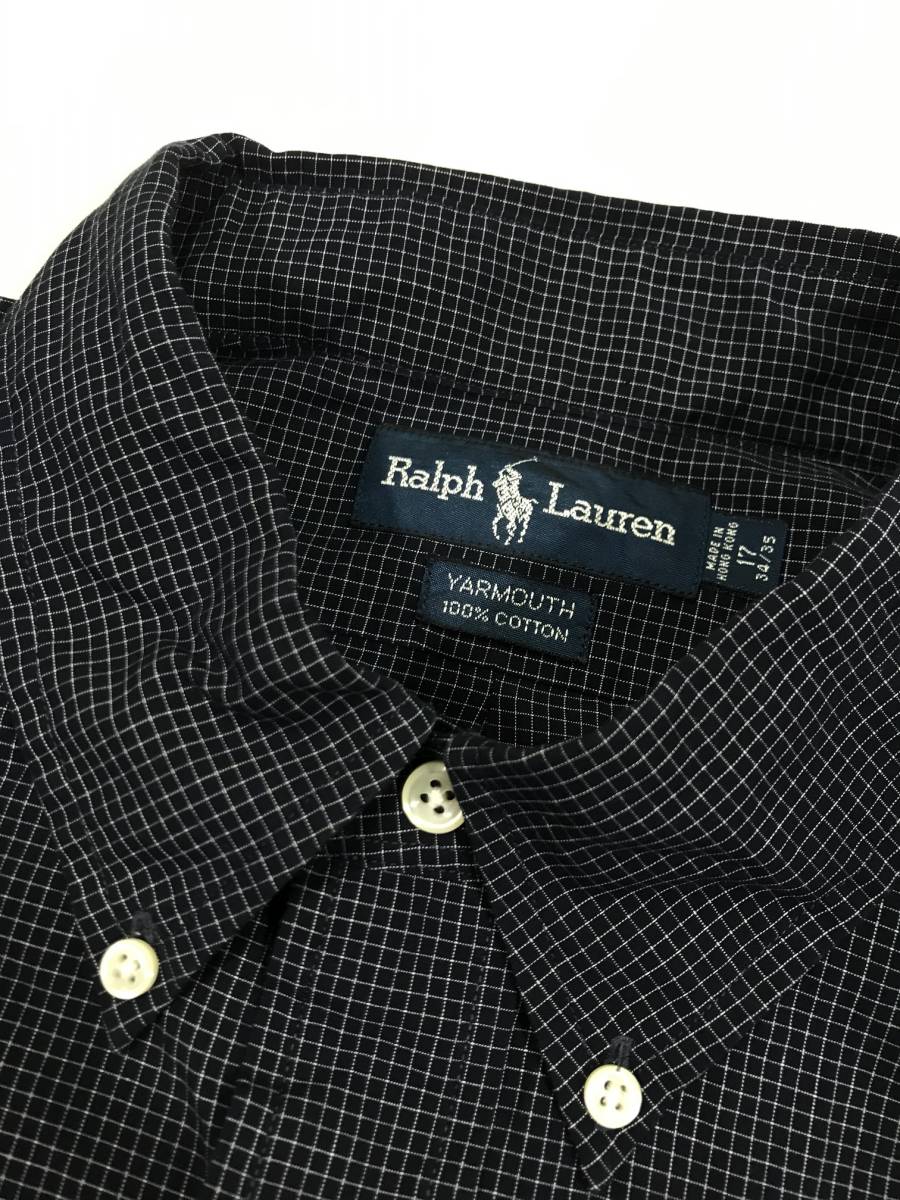 古着 18411 17サイズ polo ポロ ラルフ ローレン 長袖 チェック シャツ ビンテージ オリジナル vintage 60 70 80 90 USA _画像3