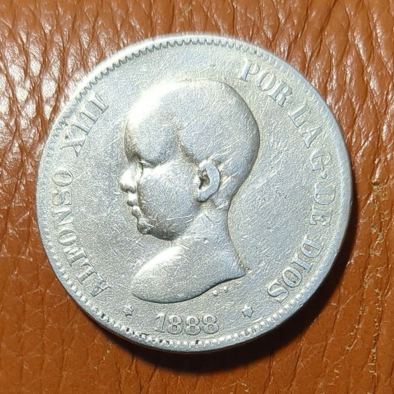 (1888年)スペイン アルフォンソ13世 5ペセタ大型銀貨 1888年)スペイン アルフォンソ13世 5ペセタ大型銀貨 貨幣、通貨