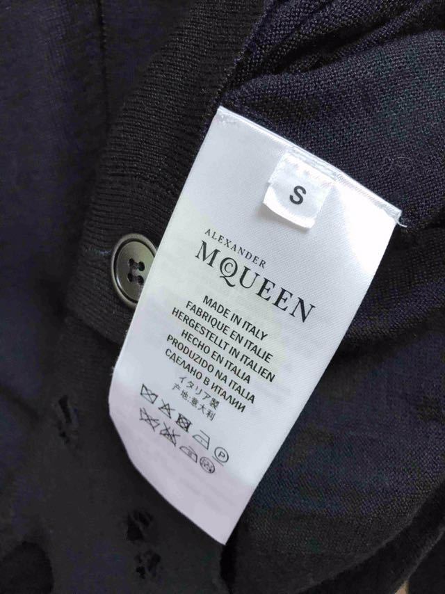 正規 18SS ALEXANDER McQUEEN アレキサンダー マックイーン シルク混 ダメージ加工 クラッシュ カーディガン S_画像4