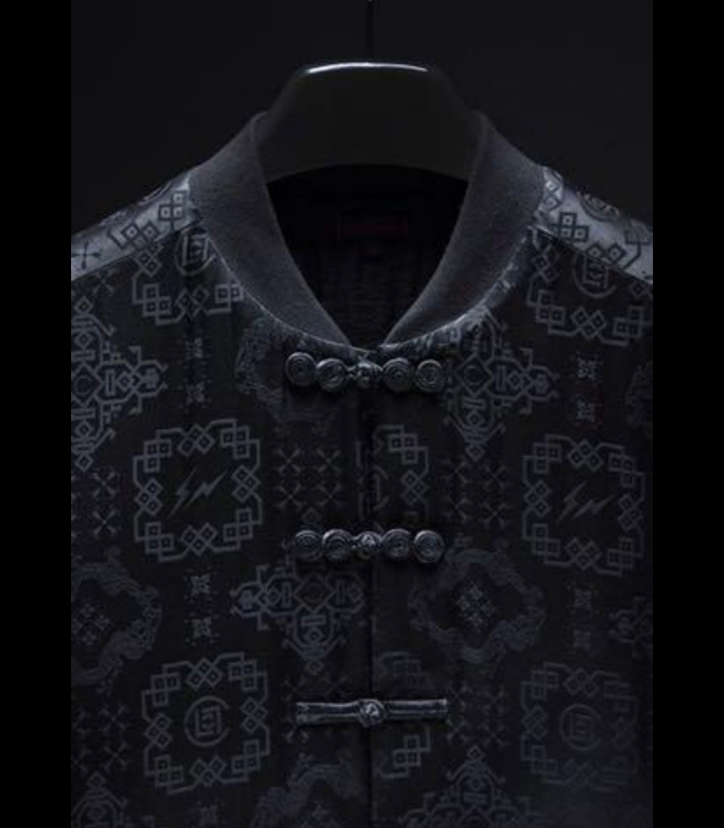 CLOT Fragment Design Black Silk Jacket L クロット フラグメントデザイン 藤原ヒロシ チャイナジャケット シルク