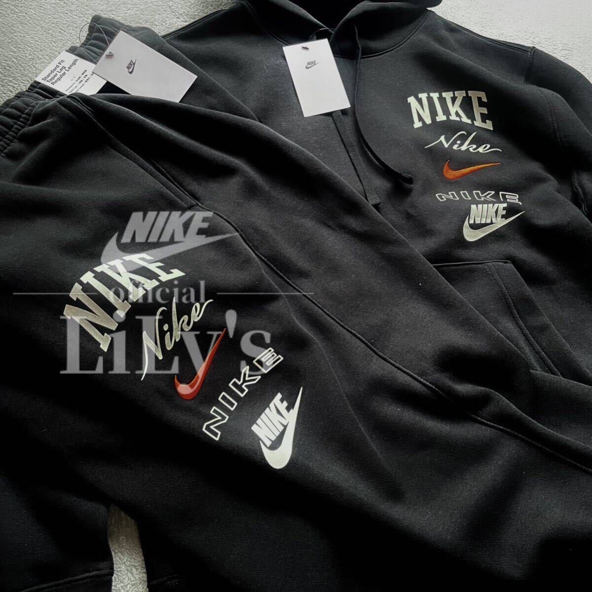 新品 NIKE上下セットアップ 黒 L ブラック オレンジ ナイキ 黒 新品 NIKE上下セットアップ 黒 L ブラック オレンジ ナイキ 黒