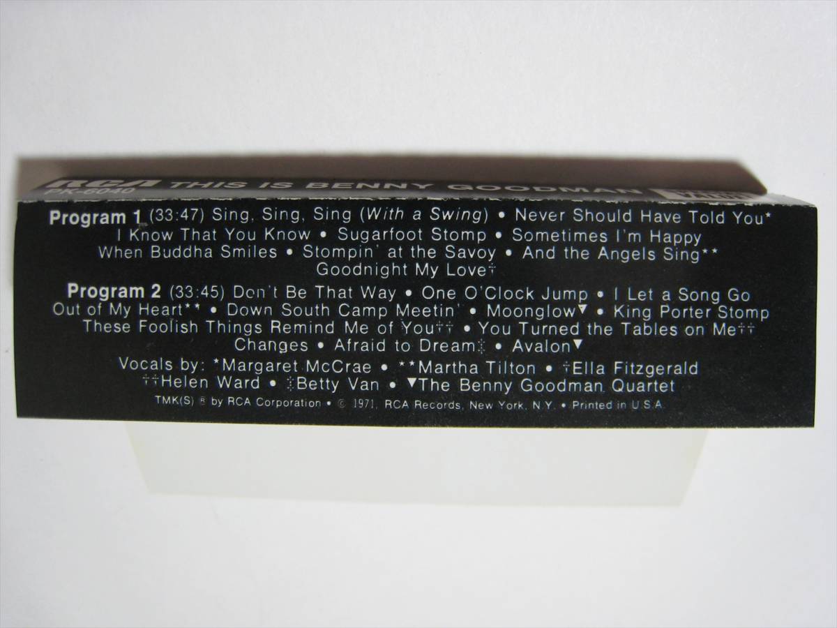 【カセットテープ】 BENNY GOODMAN / THIS IS BENNY GOODMAN US版 ベニー・グッドマンの画像5