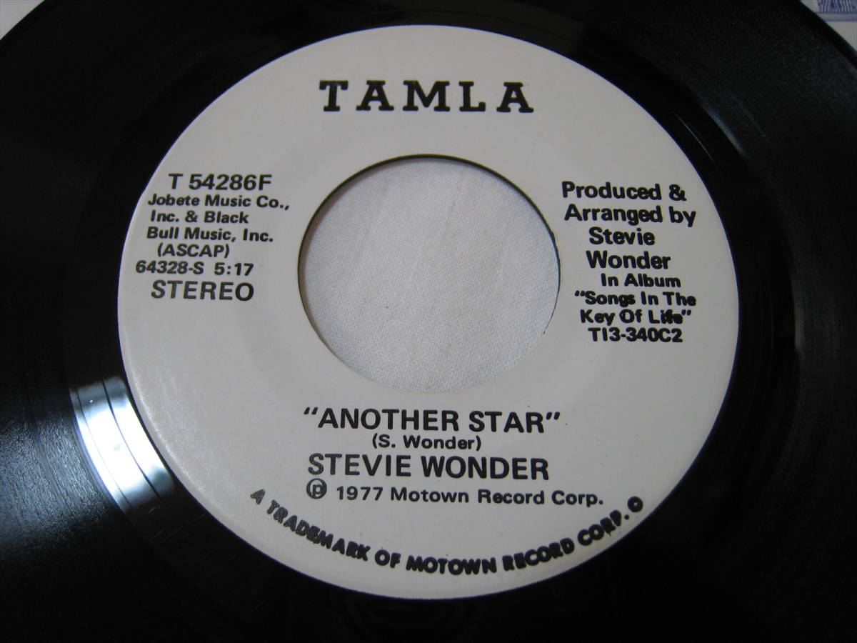【7”】●白プロモ MONO/STEREO● STEVIE WONDER / ANOTHER STAR US盤 スティービー・ワンダー アナザー・スター _画像3