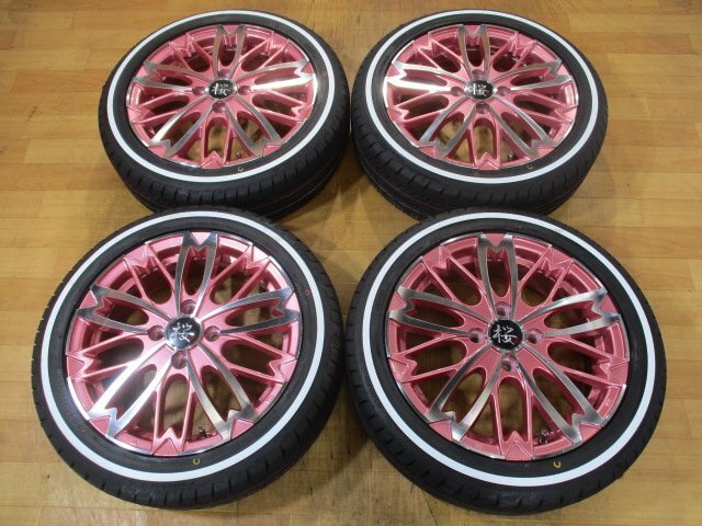 軽四 R-PRIDE 和道 桜 ホイール ホワイトリボンタイヤ 新品 4本 軽四 R-PRIDE 和道 桜 ホイール ホワイトリボンタイヤ 新品 4本