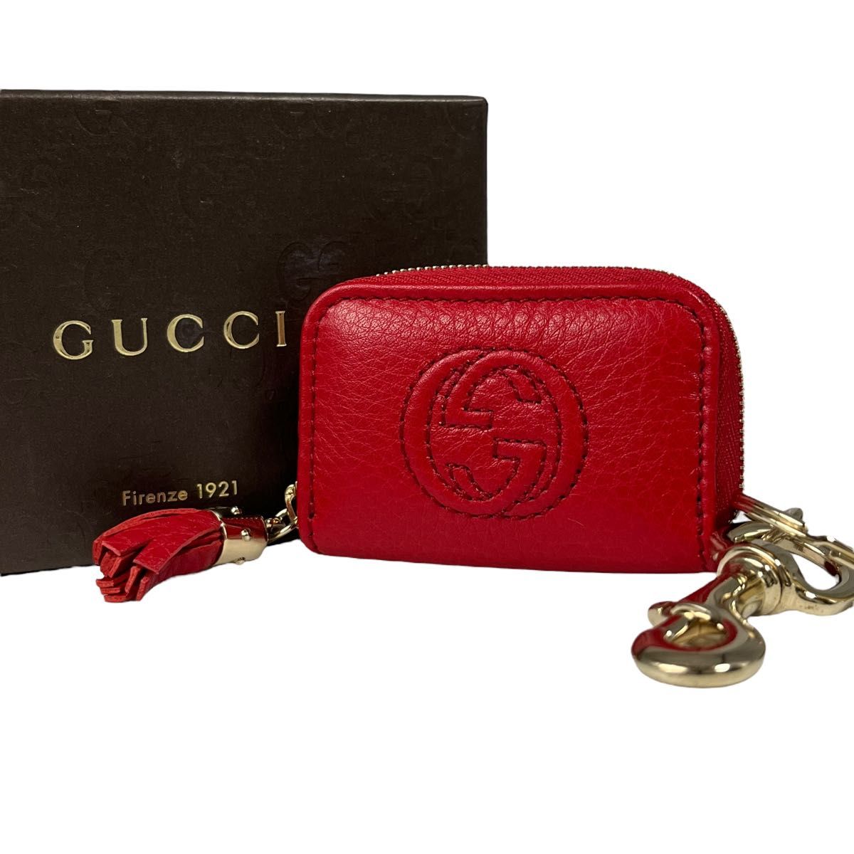極美品 グッチ GUCCI キーケース 箱付き ユニセックス 赤 レッド 極美品 グッチ GUCCI キーケース 箱付き ユニセックス 赤 レッド