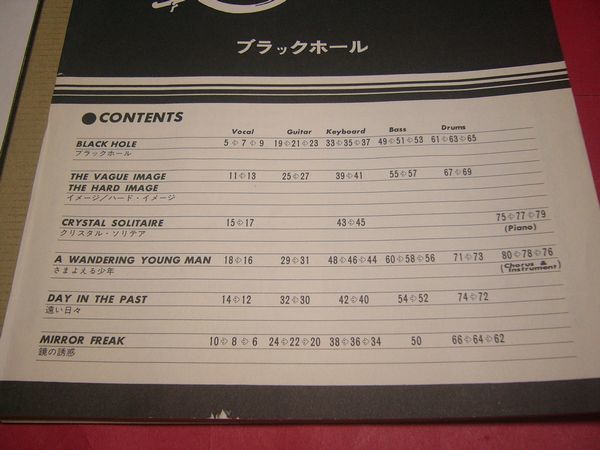【稀少】バンドスコア コスモス・ファクトリー ブラックホール 1970年代 日本プログレの草分け 四人囃子 完全レコードコピー パート譜_一番右端のパート(3シート)分が欠品