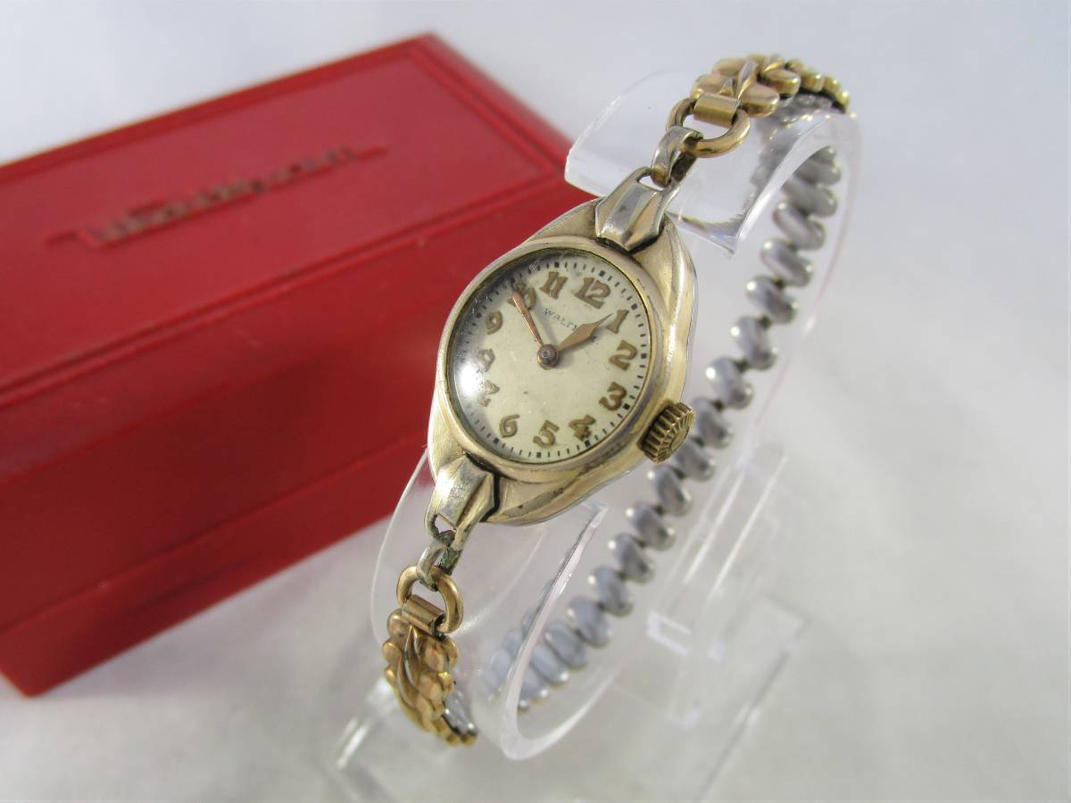 1935年製 WALTHAM ウォルサム アンティーク ビンテージ 手巻き 腕時計 15石 箱付 1930年代アメリカ ゴールド 金色 ベルト 女性用 ウォッチ_画像2