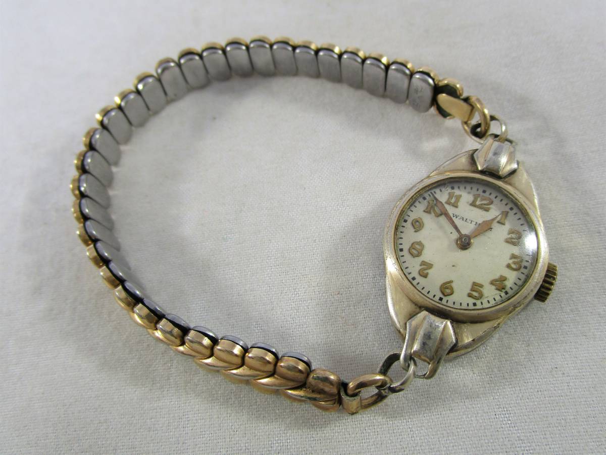 1935年製 WALTHAM ウォルサム アンティーク ビンテージ 手巻き 腕時計 15石 箱付 1930年代アメリカ ゴールド 金色 ベルト 女性用 ウォッチ_画像9