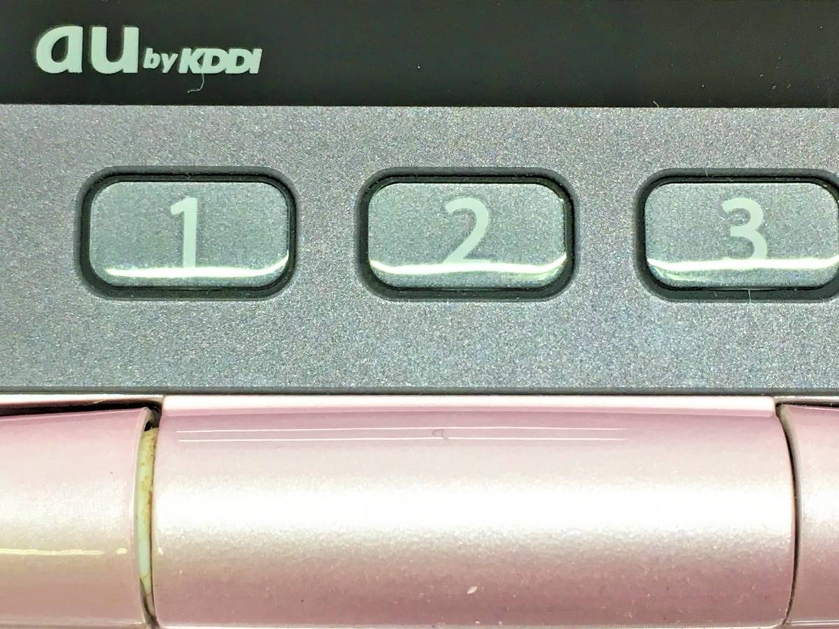 a287【極美品】■同梱OK・初期化OK・清掃OK・判定OK■au 簡単ケータイ KY005 K005 ピンク KYOCERA 中古 ガラケー 携帯_ボタン①