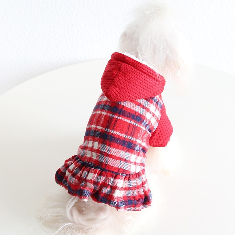 [100 jpy start!] One-piece L size *[ last 1 sheets ] dog clothes check pattern reverse side nappy boa pet goods snowsuit new goods new work outer 