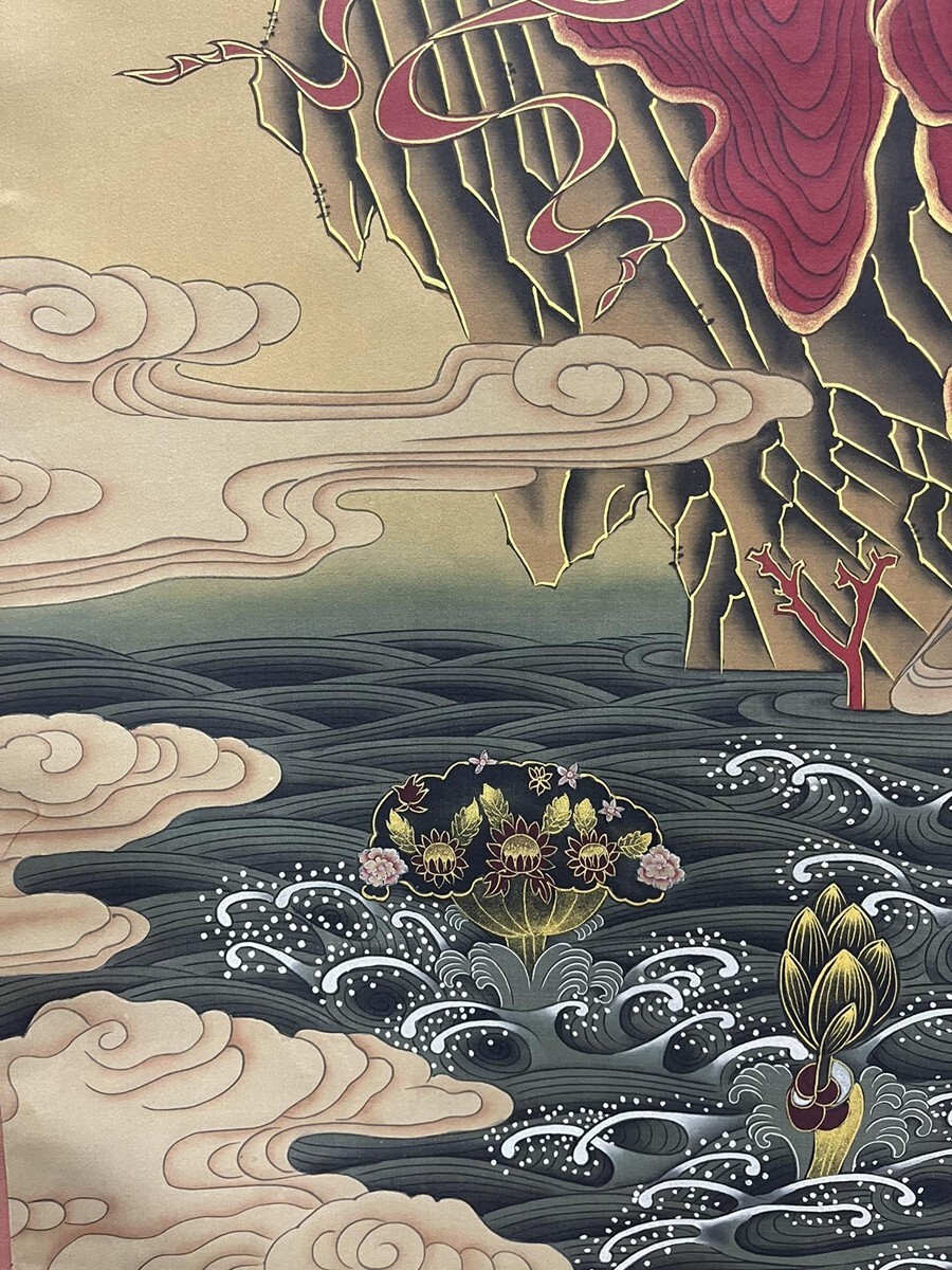 丁觀鵬畫 童子拜観音図」清代画家 肉筆絹本真作【仁】掛け軸 丁觀鵬畫 童子拜観音図」清代画家 肉筆絹本真作【仁】掛け軸
