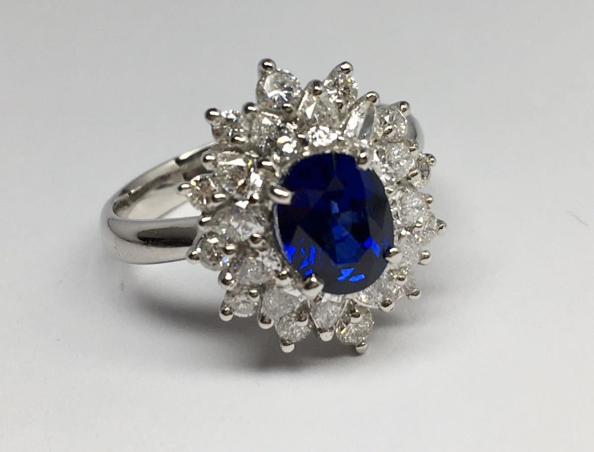 新作 人気 綺麗 天然ロイヤルブルーサファイア 1.70ct ダイヤモンド ...